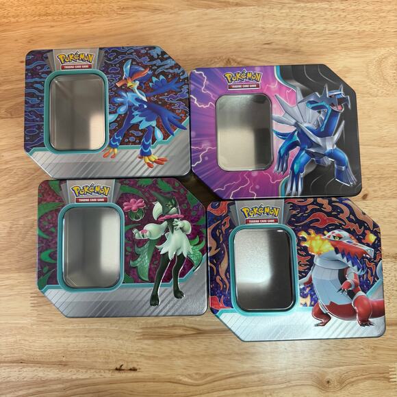 Pokemon Empty Tin Lot of 4 Scarlet and Violet Era Dialga Sword and Shield - Picture 1 of 6